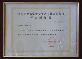 中小企业落实安全生产主体责任程度评定通知书